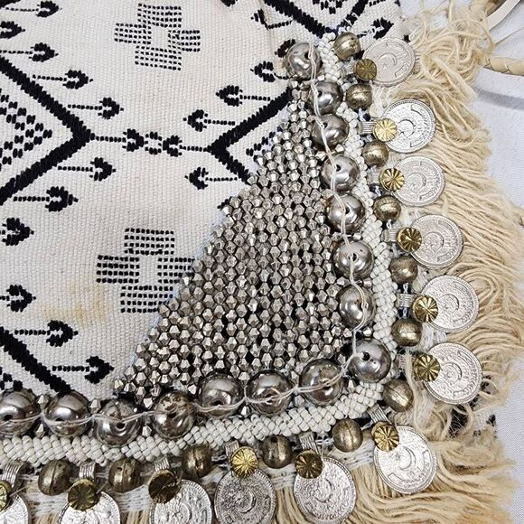 SHASHI Alexa Clutch Multi Beaded Fringe Charm Boho Crossbody Bag - Picture 11 of 12